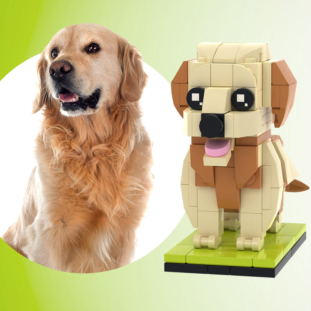Fully Body Customizable Golden Retriever 1 Dog Photo Custom Brick Figures Small Particle Block Brick Me Figures Customized Golden Retriever Only