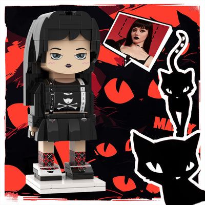Black Bone Emily the strange Custom Head Brick Figures Personalized Brick Figures Small Particle Block Girl