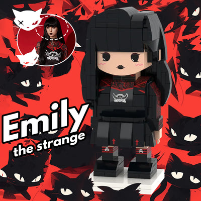 Black Long Dress Emily the strange Custom Head Brick Figures Personalized Brick Figures Small Particle Block Girl