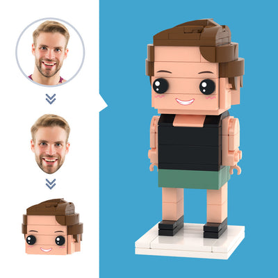 Customized Head Black Undershirt Figures Small Particle Block Toy Customizable Brick Art Gifts