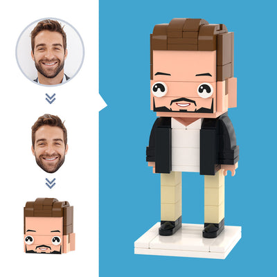 Customized Head Business Black Suit Figures Small Particle Block Toy Customizable Brick Art Gifts