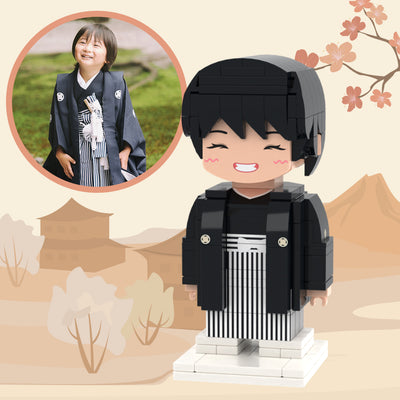 Custom Brick Figures Full Body Customizable Japan Style Man in Black Kimono